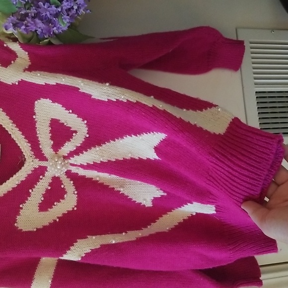 Jaclyn Smith Beautiful Pearl Sweater Large hot pink - Picture 12 of 12